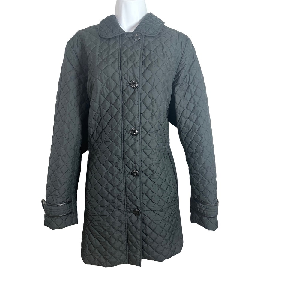 Lands End Black Quilted Primaloft Barn Coat Jacket Womens 1X 16W-18W 458676